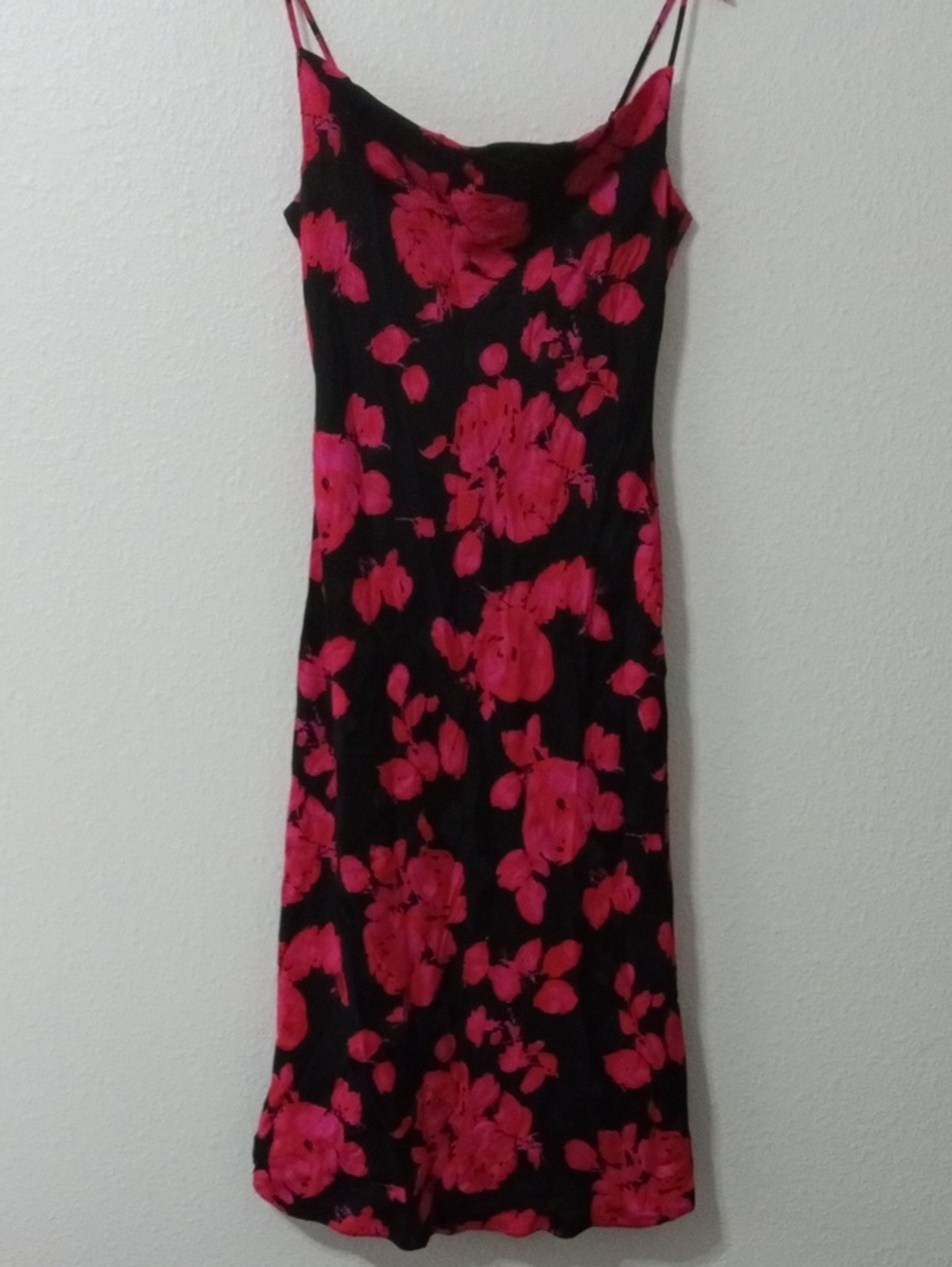 Milly Black Slip Dress with Pink Floral Print